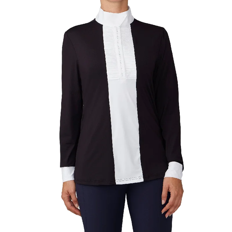 Women's Long Sleeve Elegance Grace Show Shirt - Black-- Knit Fabric Woven Fabric Fleece Fabric Women's Long Sleeve Elegance Grace Show Shirt - Black-- Knit Fabric Woven Fabric Fleece Fabric