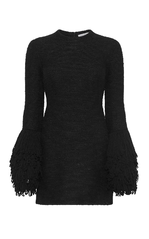 Liam Knit Mini Dress in Black Cashmere Silk Elegant Silk Mini Dress