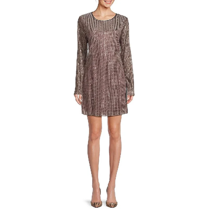 Womens Above Knee Sequined Mini Dress Comfortable One-Shoulder Mini Dress
