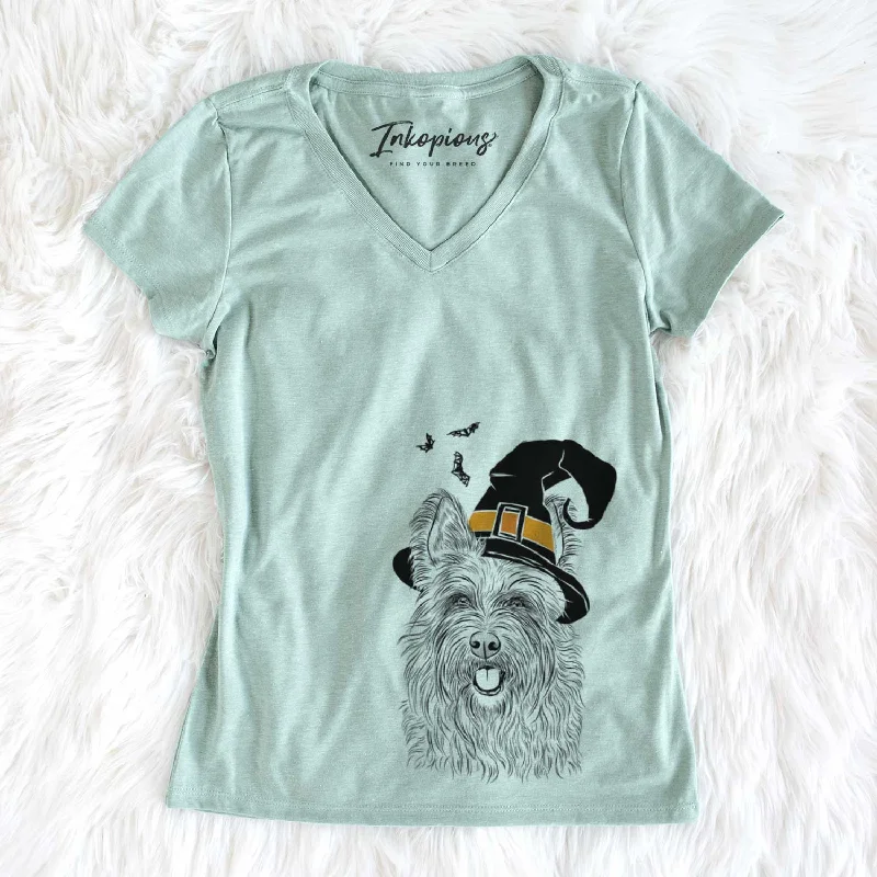 Witch Kyros the Berger Picard - Women's V-neck Shirt-- Spandex Blend Rayon Blend Denim Blend