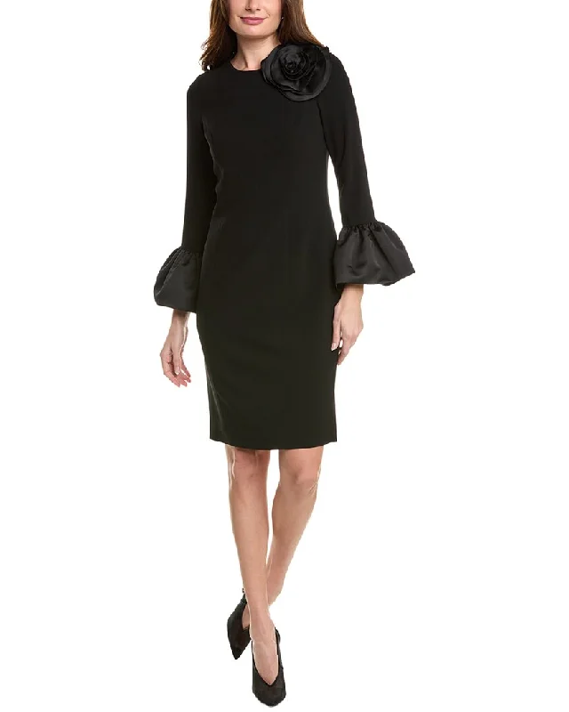 Teri Jon By Rickie Freeman Satin Trim Mini Dress Fashionable Lace-Trim Mini Dress