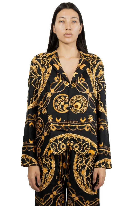 Marine Serre Ornament Jewelry Shirt Black-- Zippered Front Buttoned Front Snap Front Marine Serre Ornament Jewelry Shirt Black-- Zippered Front Buttoned Front Snap Front