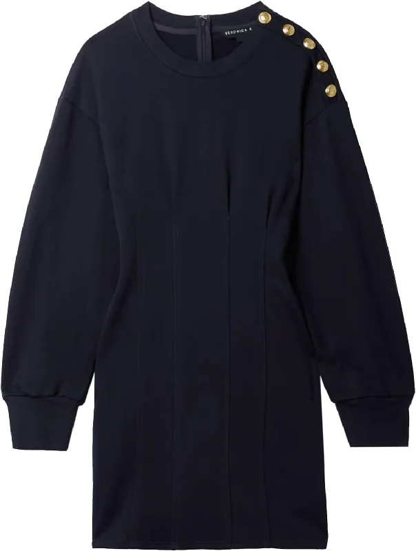 Veronica Beard Women Dakasha Gold Button Cotton Mini Dress Navy Elegant Satin Lace Mini Dress
