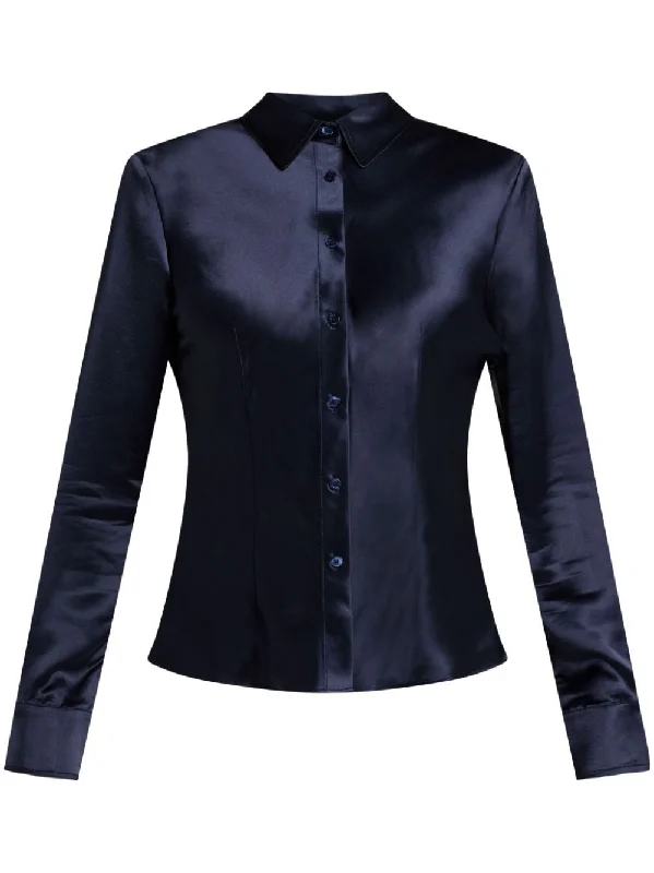 BOGART LONG-SLEEVE SATIN SHIRT-- Fleece Nylon Spandex