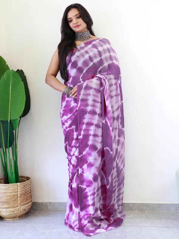 Women's Georgette Magenta Printed Ready to Wear With Blouse Piece Embroidered Cotton Blouse Women's Georgette Magenta Printed Ready to Wear With Blouse Piece Embroidered Cotton Blouse