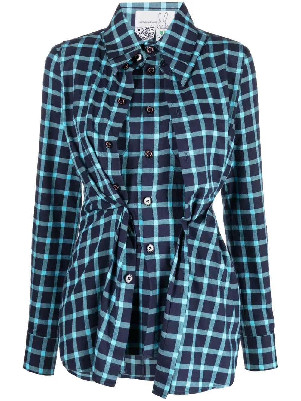 LONG-SLEEVE CHECKED SHIRT-- Rayon Velvet Corduroy