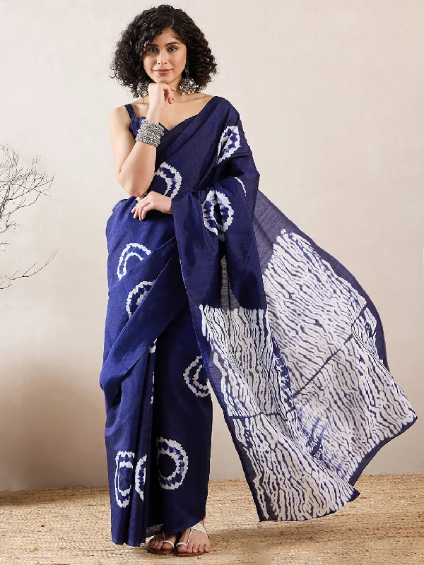 Women's Bhagalpuri Silk Purple Printed Designer Saree With Blouse Piece Drape Neck Blouse