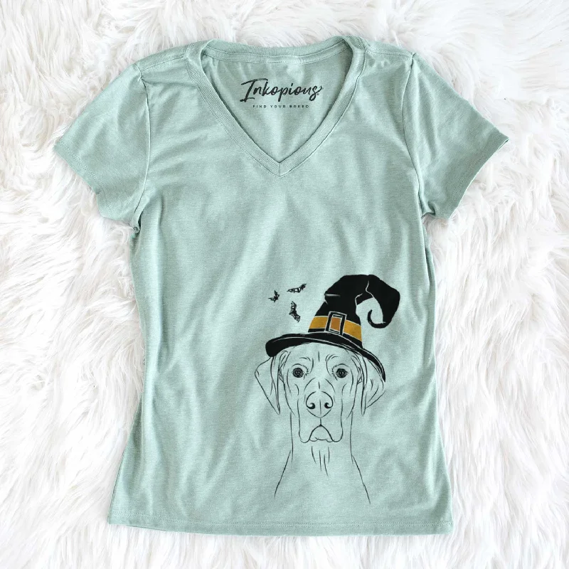 Witch Maddox the Great Dane - Women's V-neck Shirt-- Ribbed T-Shirt High Neck Heavyweight Witch Maddox the Great Dane - Women's V-neck Shirt-- Ribbed T-Shirt High Neck Heavyweight