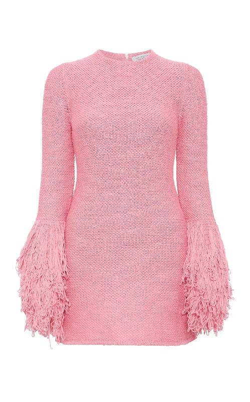 Liam Knit Mini Dress in Rosa Cashmere Silk Trendy Mini Dress with Belt