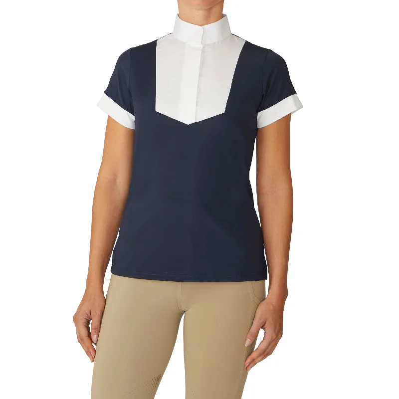 Women's Elegance Short Sleeve Show Shirt - Navy-- Spandex Blend Rayon Blend Denim Blend Women's Elegance Short Sleeve Show Shirt - Navy-- Spandex Blend Rayon Blend Denim Blend
