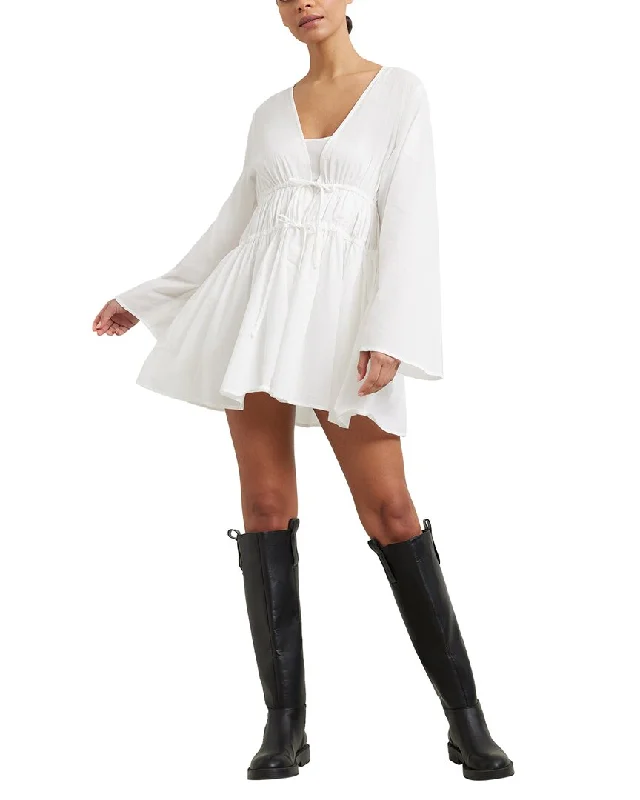 Modern Citizen Autumn Drawstring Tiered Mini Dress Fashionable Pleated Mini Dress