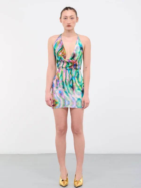 Mother Of Pearl Draped Mini Dress (59D-MULTICOLOUR) Stylish Ruffle Mini Dress