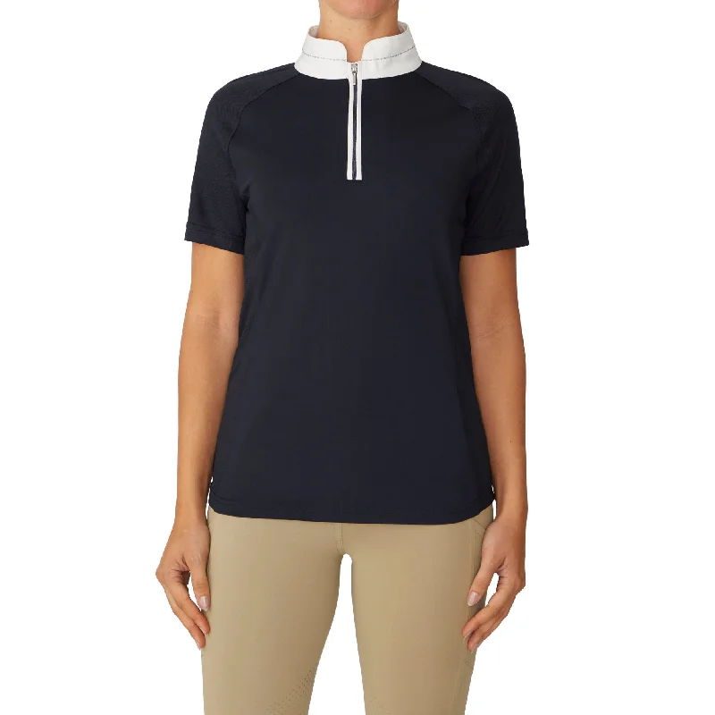 Women's Elegance Sparkle Show Shirt - Navy-- Mesh Blend Leather Blend Suede Blend