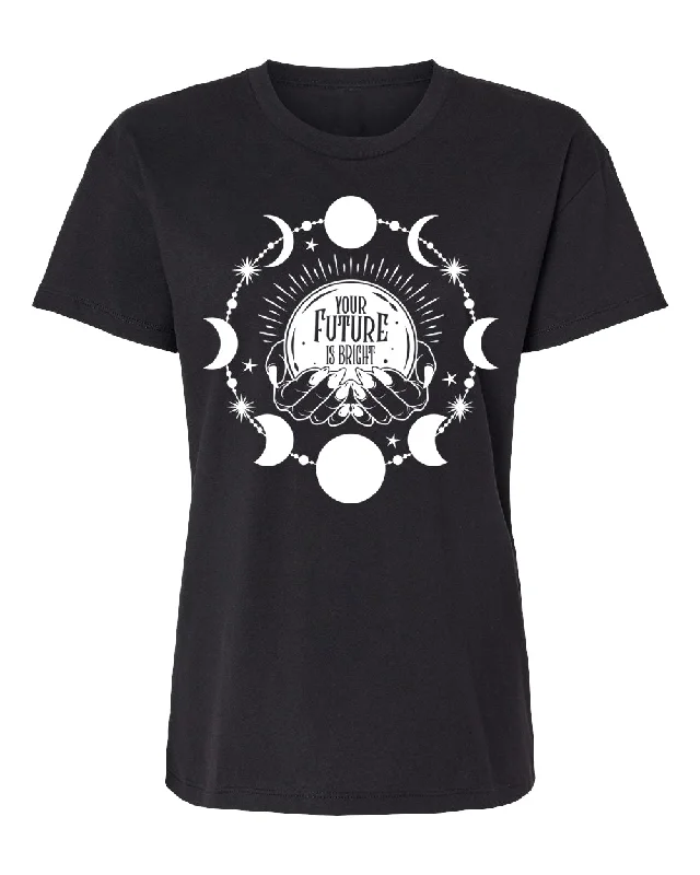 Crystal Ball Ladies relaxed fit T-Shirt Infused with Clear Quartz-- Fashionable Trendy Casual Crystal Ball Ladies relaxed fit T-Shirt Infused with Clear Quartz-- Fashionable Trendy Casual