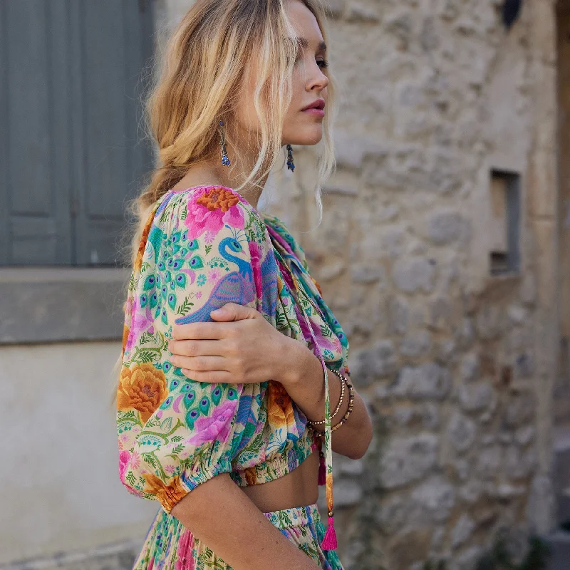 Bohème Cropped Blouse High Neck Blouse