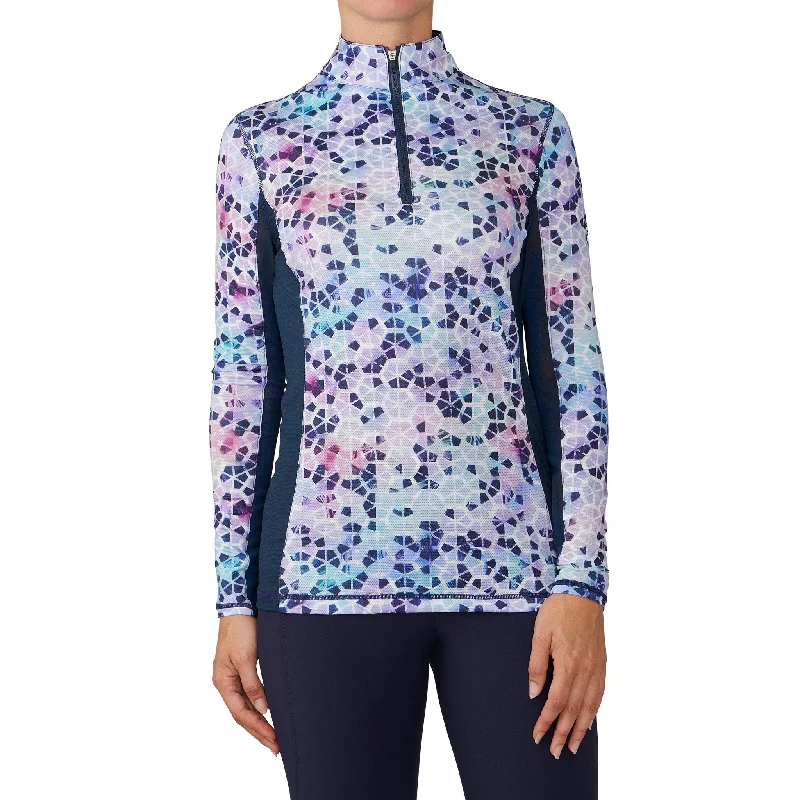 Women's Altitude Printed Long Sleeve Sun Shirt - Navy/Geo Print-- Wool Fabric Cashmere Fabric Tweed Fabric Women's Altitude Printed Long Sleeve Sun Shirt - Navy/Geo Print-- Wool Fabric Cashmere Fabric Tweed Fabric