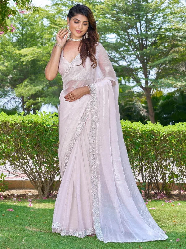 Women's Pure Chiffon Pink Embellished Designer Saree With Blouse Piece Silky Draped Blouse Women's Pure Chiffon Pink Embellished Designer Saree With Blouse Piece Silky Draped Blouse