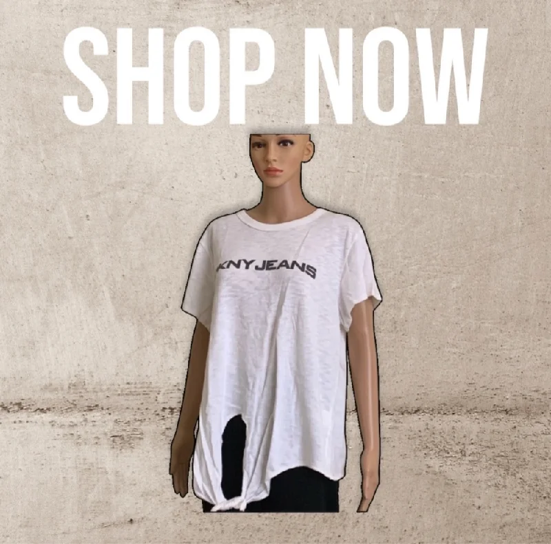 Cotton Tie-Front Logo T-Shirt-- Notch Collar Peter Pan Collar Cowl Neck