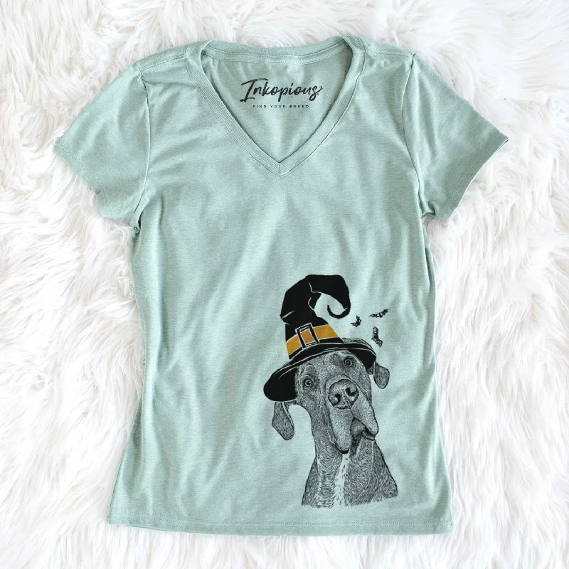Witch River the Great Dane - Women's V-neck Shirt-- Cozy Warm Stylish