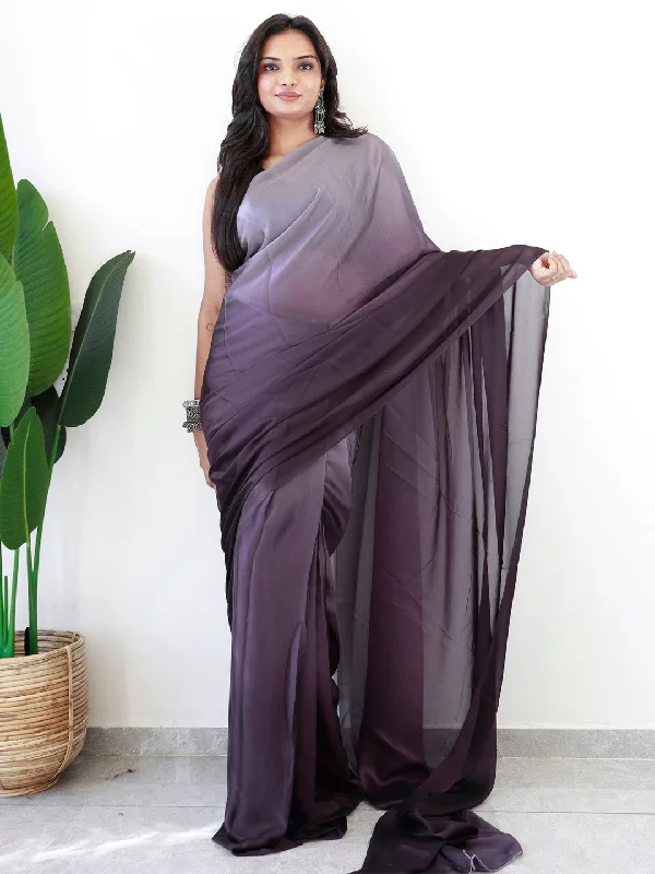 Women's Georgette Black Printed Ready to Wear With Blouse Piece Wrap Front Blouse