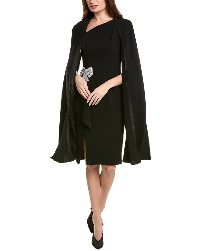 Teri Jon By Rickie Freeman Cape Sleeve Mini Dress Elegant Vintage Mini Dress