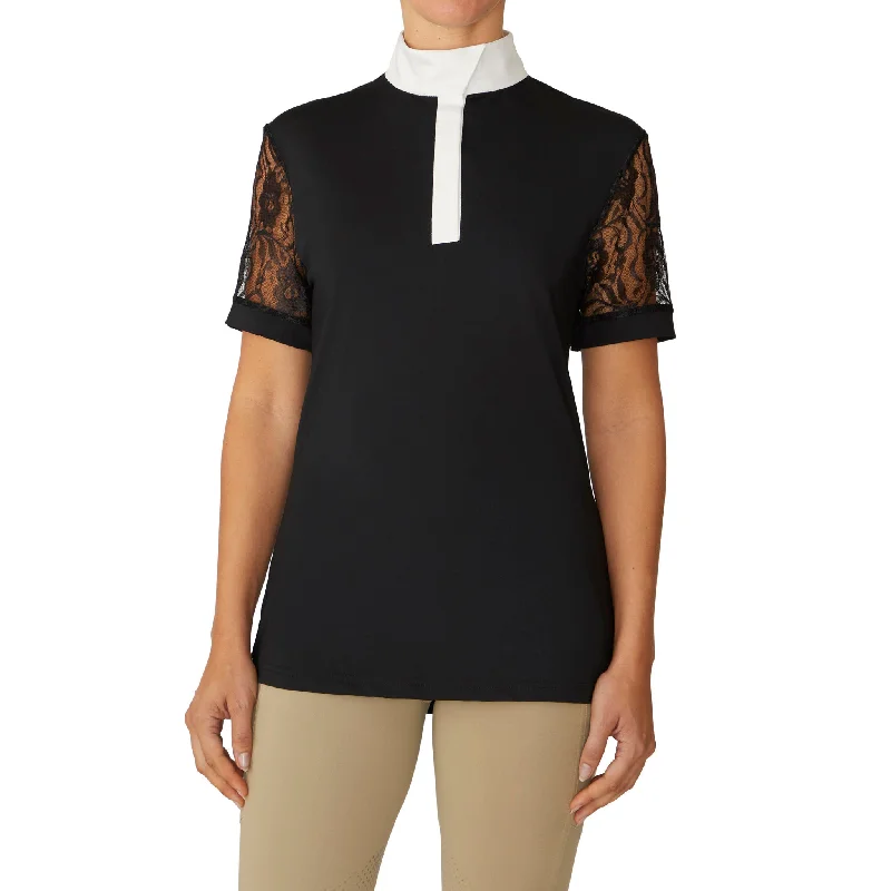 Women's Elegance Lace Show Shirt - Black-- Zippered Buttoned Snapped