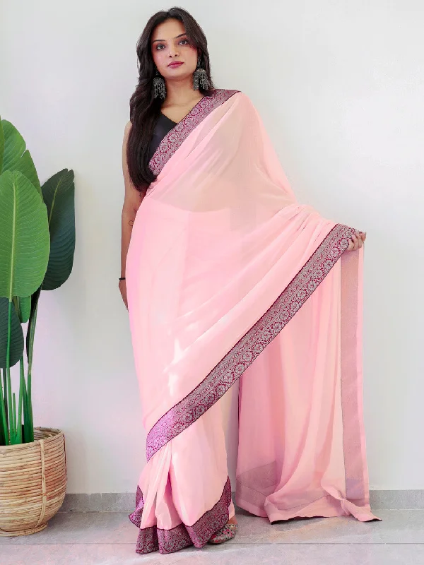 Women's Georgette Black Embellished Ready to Wear With Blouse Piece Pastel Color Blouse Women's Georgette Black Embellished Ready to Wear With Blouse Piece Pastel Color Blouse