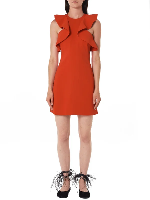 Ruffled Mini Dress (DK06DA-RED) Fashionable A-Line Mini Dress