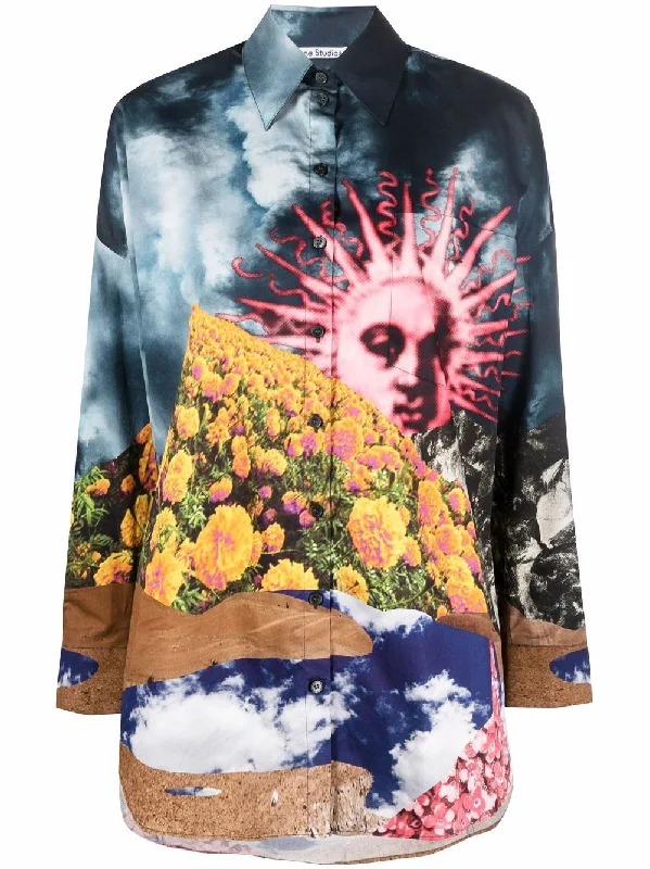LANDSCAPE PRINT SHIRT-- Fitted T-Shirt Seamless Stretchy