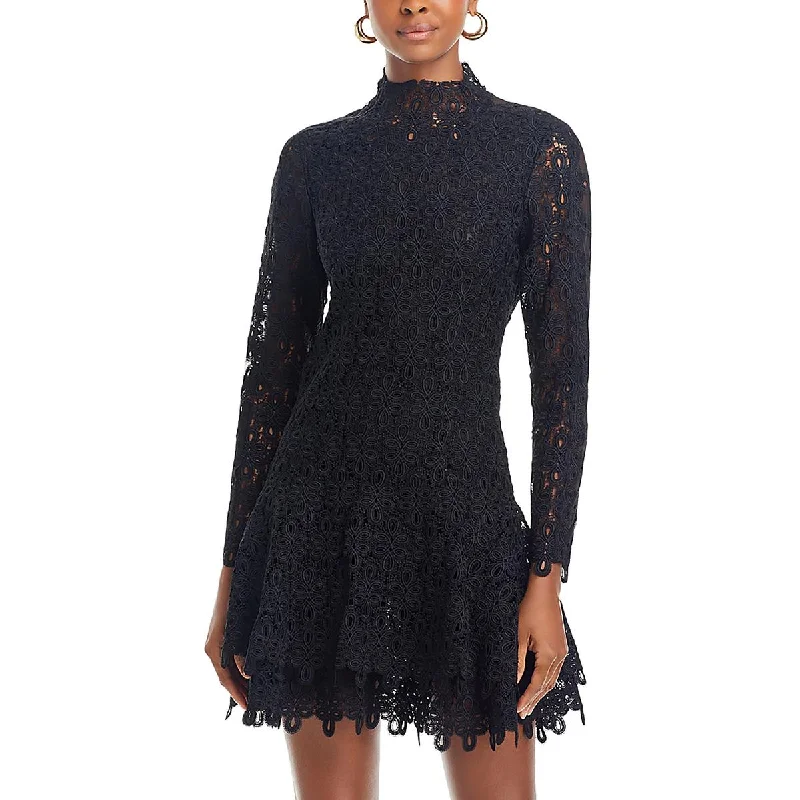 Womens Eyelet Lace Mini Dress Stylish Summer Mini Dress