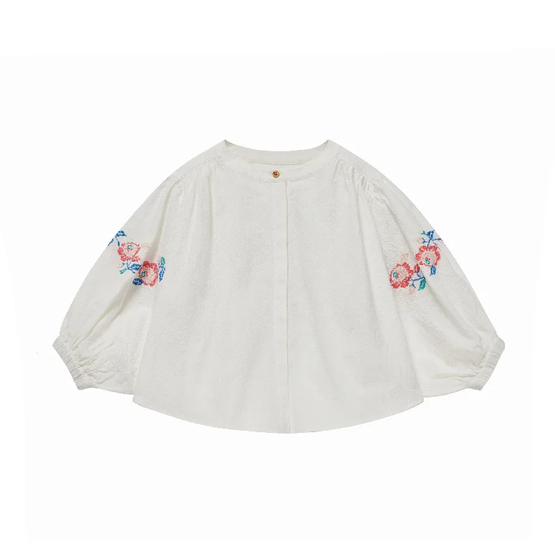 CHRISTELLE SHIRT-White-- Collared T-Shirt Boat Neck A-Line