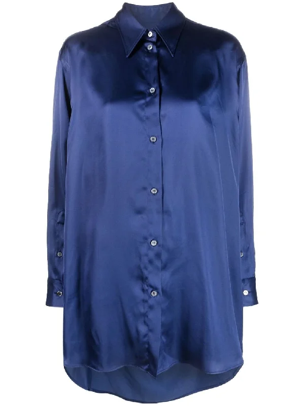 MM6 OVERSIZED CUT-OUT SATIN SHIRT-- Asymmetrical Pockets Print
