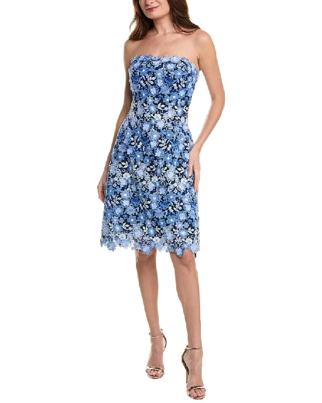 Teri Jon By Rickie Freeman Embroidered Floral Mini Dress Trendy A-Line Mini Dress