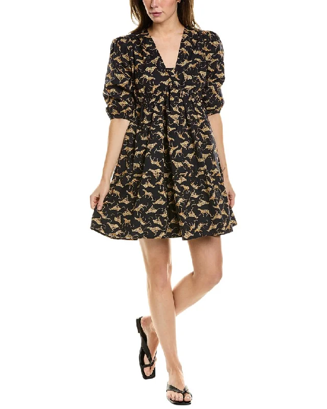 Leota Poplin Mini Dress Chic Pleated Mini Dress