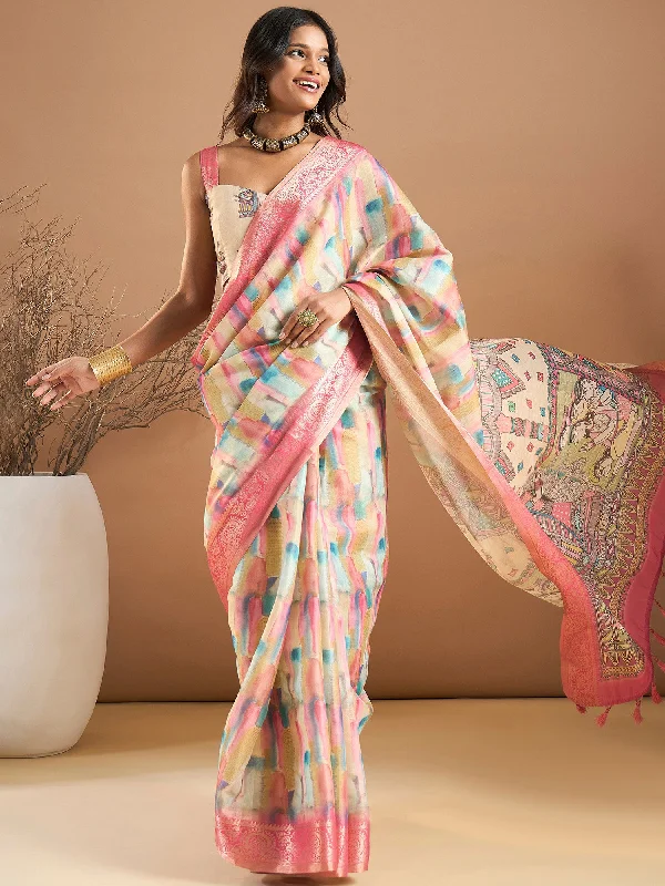 Women's Kanjeevaram Silk Multicolored Printed Designer Saree With Blouse Piece Lightweight Tunic Blouse Women's Kanjeevaram Silk Multicolored Printed Designer Saree With Blouse Piece Lightweight Tunic Blouse