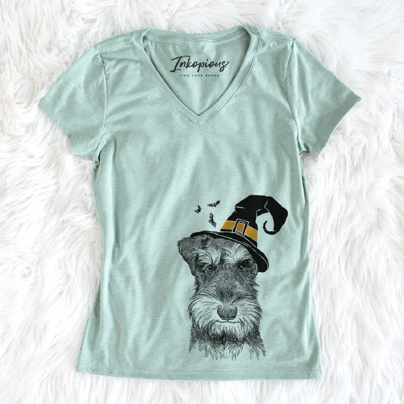 Witch Murphy the Mini Schnauzer - Women's V-neck Shirt-- Casual Formal Business