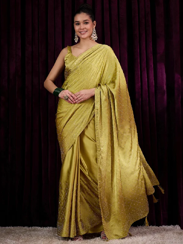 Women's Satin Silk Mustard Embellished Designer Saree With Blouse Piece Pastel Color Blouse Women's Satin Silk Mustard Embellished Designer Saree With Blouse Piece Pastel Color Blouse
