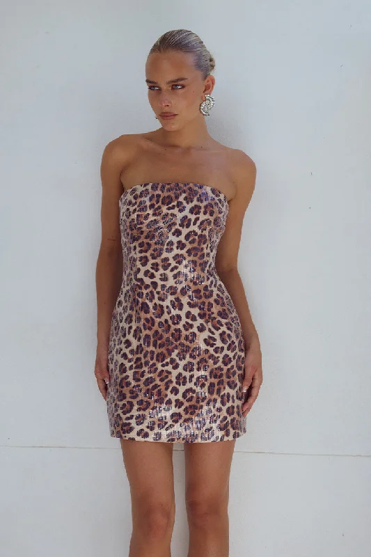 IBIZA MINI DRESS - LEOPARD PRINT Fashionable Lace Mini Dress