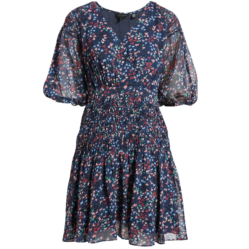 Ted Baker Women's Casidee Heart Print Puff Sleeve Chiffon Mini Dress Classic Casual Mini Dress Ted Baker Women's Casidee Heart Print Puff Sleeve Chiffon Mini Dress Classic Casual Mini Dress