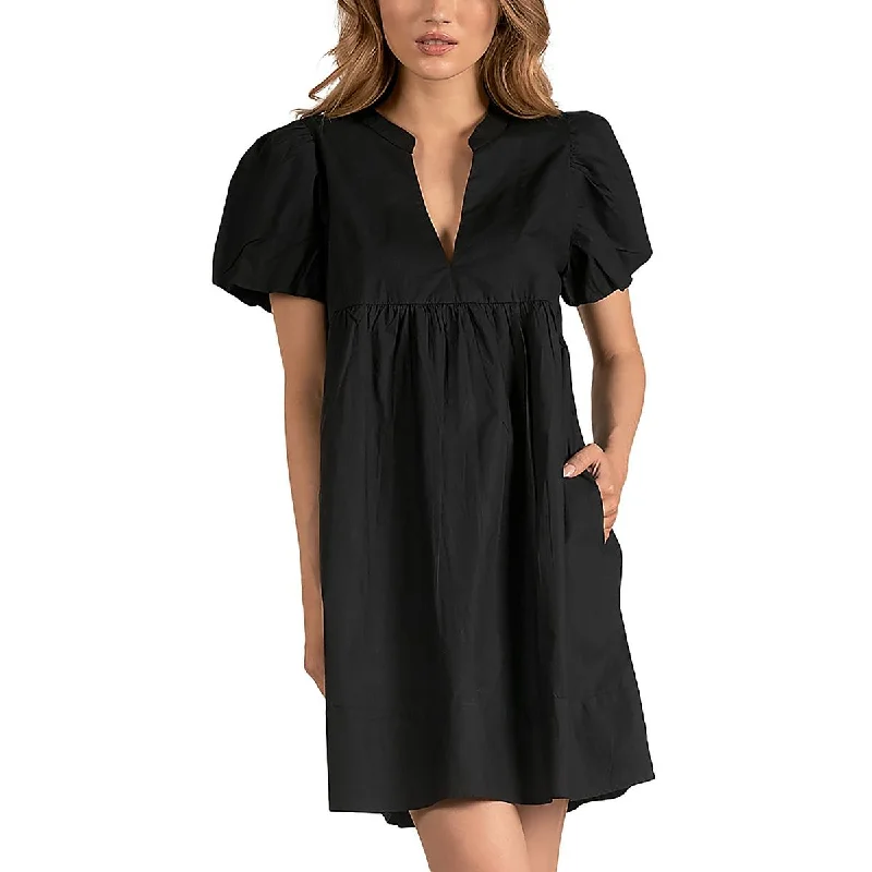 Womens V-Neck Casual Mini Dress Stylish Plaid Mini Dress