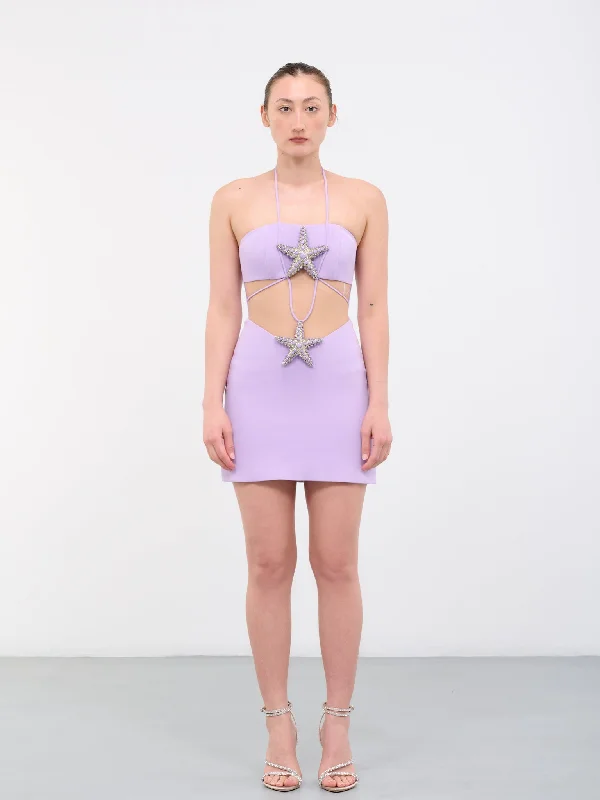 Crystal Starfish Mini Dress (37DA-LILAC-LILAC) Trendy Bodycon Mini Dress