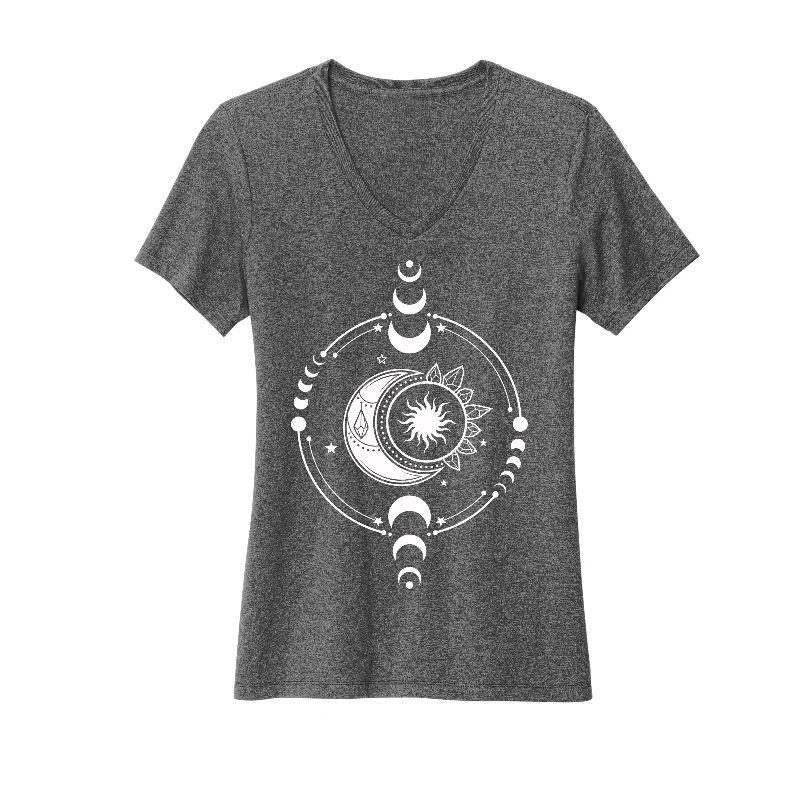 Moon recharge (New Moon) V Neck T-Shirt infused with Moonstone, Labradorite & Amethyst.-- Nylon Fabric Polyester Fabric Spandex Fabric Moon recharge (New Moon) V Neck T-Shirt infused with Moonstone, Labradorite & Amethyst.-- Nylon Fabric Polyester Fabric Spandex Fabric