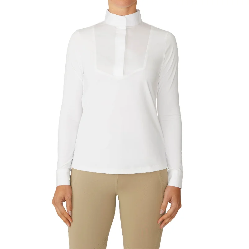 Women's Elegance Long Sleeve Show Shirt-- Silk Blend Satin Velvet