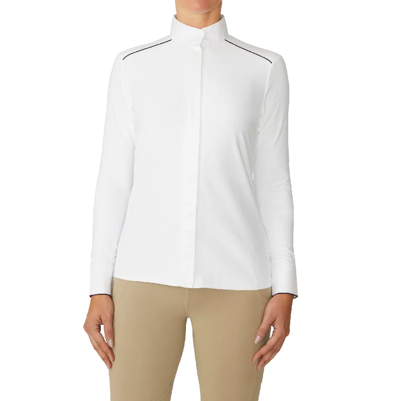 Women's Elegance Performance Show Shirt - White/Navy-- Chenille Blend Fleece Blend Nylon Blend Women's Elegance Performance Show Shirt - White/Navy-- Chenille Blend Fleece Blend Nylon Blend