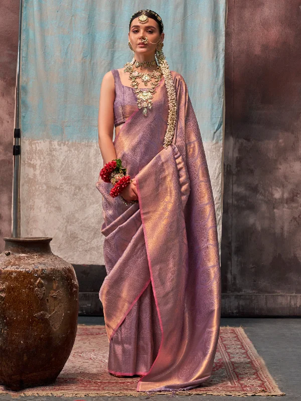 Women's Silk Blend Mauve Woven Design Designer Saree With Blouse Piece Casual Button Blouse Women's Silk Blend Mauve Woven Design Designer Saree With Blouse Piece Casual Button Blouse