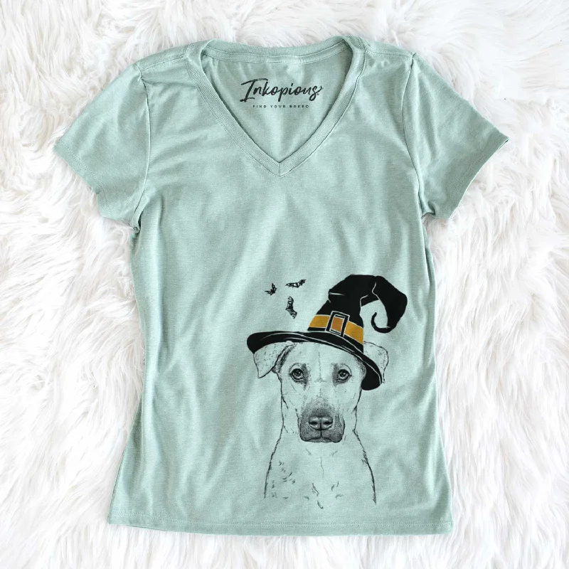 Witch Luna the Black Mouth Cur - Women's V-neck Shirt-- Layered Multi-layer Single Layer Witch Luna the Black Mouth Cur - Women's V-neck Shirt-- Layered Multi-layer Single Layer