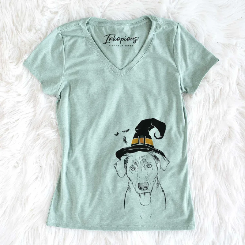 Witch Scout Marie the Chocolate Lab - Women's V-neck Shirt-- Layered Multi-layer Single Layer Witch Scout Marie the Chocolate Lab - Women's V-neck Shirt-- Layered Multi-layer Single Layer