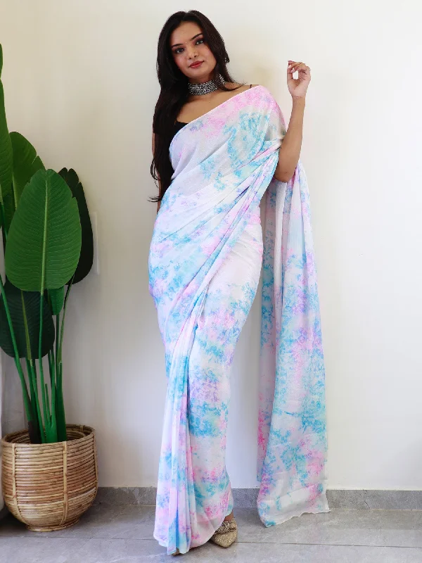 Women's Chiffon Multicolored Printed Ready to Wear With Blouse Piece Soft Modal Blouse