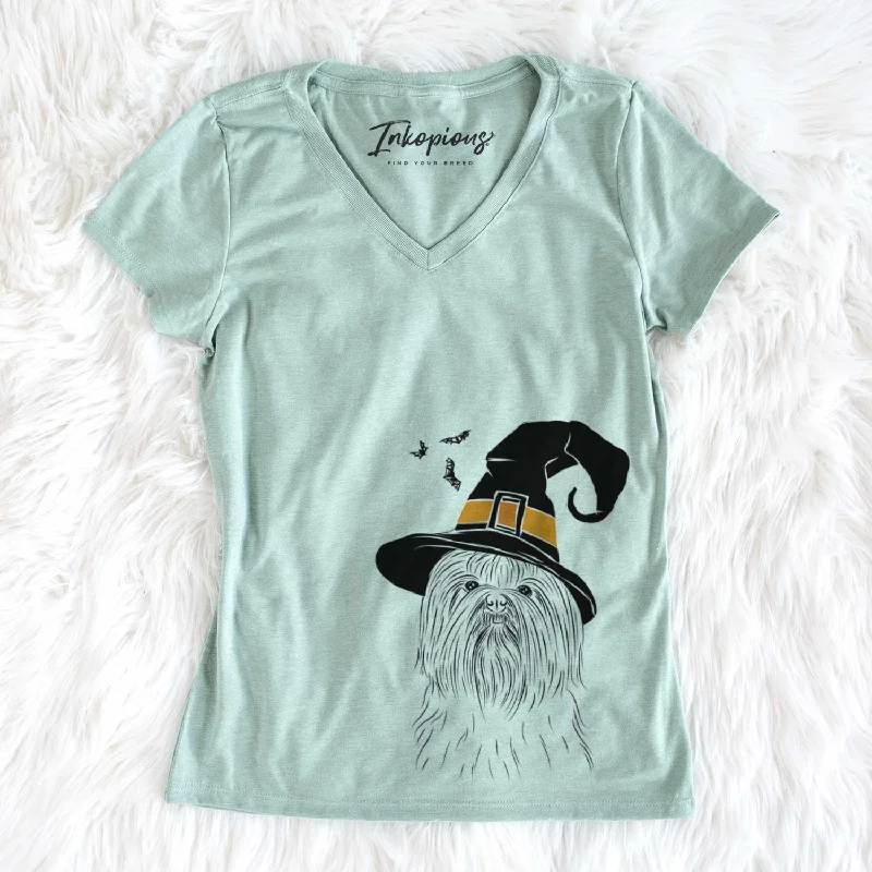 Witch Sabine the Shih Tzu - Women's V-neck Shirt -- Basic T-Shirt Crew Neck Short Sleeve Witch Sabine the Shih Tzu - Women's V-neck Shirt -- Basic T-Shirt Crew Neck Short Sleeve