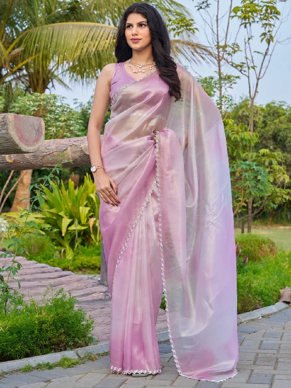 Women's Organza Mauve Embellished Designer Saree With Blouse Piece Asymmetric Hem Blouse Women's Organza Mauve Embellished Designer Saree With Blouse Piece Asymmetric Hem Blouse